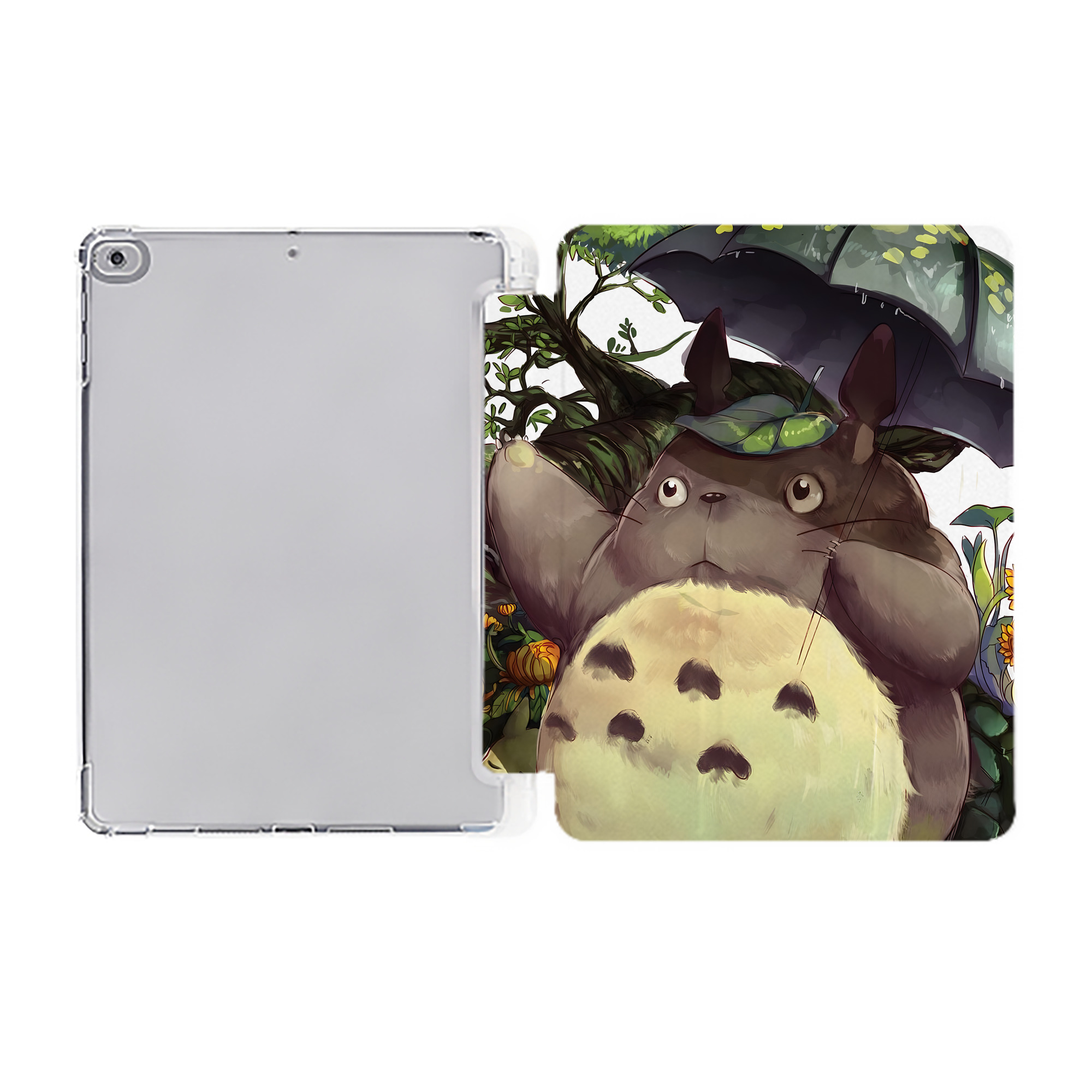 （画像用） となりのトトロ 草壁メイ 草壁サツキ My Neighbor Totoro Satsuki Kusakabe Mei Kusakabe IPad ケース ペン収納付き 三つ折りスタンド PUレザー×シリコン 対応機種9.5/10.5/10.9インチ